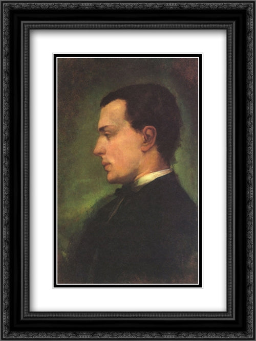 Portrait of Henry James, the novelist 18x24 Black Ornate Wood Framed Art Print Poster with Double Matting by LaFarge, John