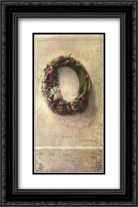 Wreath of Flowers 16x24 Black Ornate Wood Framed Art Print Poster with Double Matting by LaFarge, John