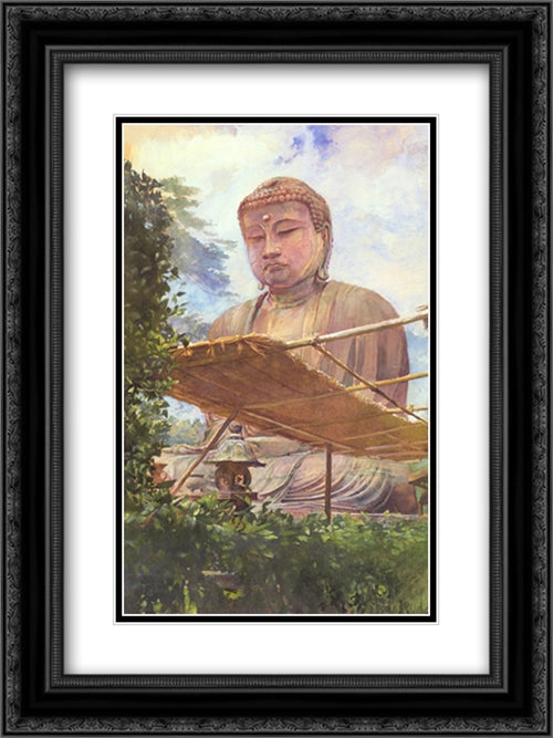 The Great Statue of Amida Buddha at Kamakura 18x24 Black Ornate Wood Framed Art Print Poster with Double Matting by LaFarge, John