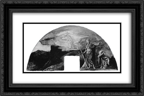 The Moral and Divine Law: Moses Receives the Law on Mount Sinai; Color Study for Mural, Supreme Court Room, Minnesota State Capitol, Saint Paul 24x16 Black Ornate Wood Framed Art Print Poster with Double Matting by LaFarge, John