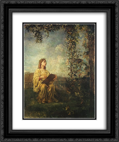 The Muse of Painting 20x24 Black Ornate Wood Framed Art Print Poster with Double Matting by LaFarge, John