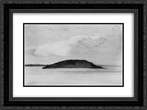 Sheep Porcupine Island, Bar Harbor, Maine, Evening Study, August 29, 1896 24x18 Black Ornate Wood Framed Art Print Poster with Double Matting by LaFarge, John