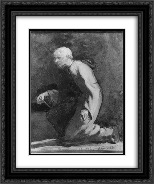 A Brittany Beadle''Sketch from Nature 20x24 Black Ornate Wood Framed Art Print Poster with Double Matting by LaFarge, John