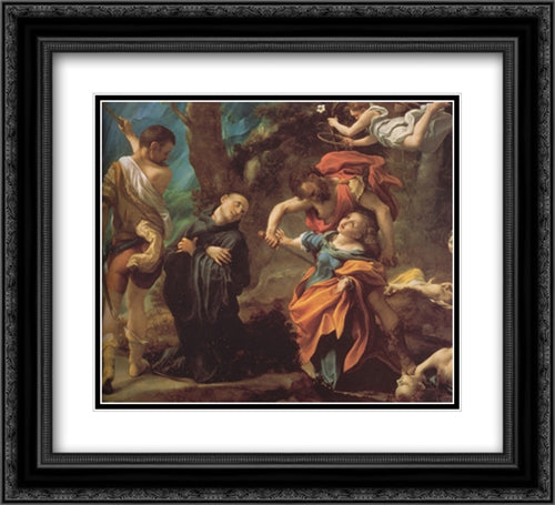 The Martyrdom of Four Saints 22x20 Black Ornate Wood Framed Art Print Poster with Double Matting by Correggio