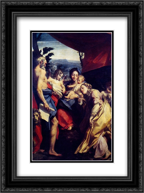 Madonna Of St. Jerome 18x24 Black Ornate Wood Framed Art Print Poster with Double Matting by Correggio