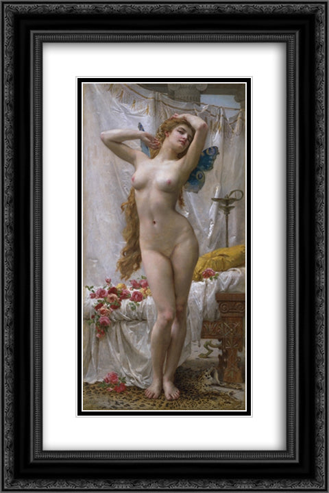 The Awakening of Psyche 16x24 Black Ornate Wood Framed Art Print Poster with Double Matting by Seignac, Guillaume