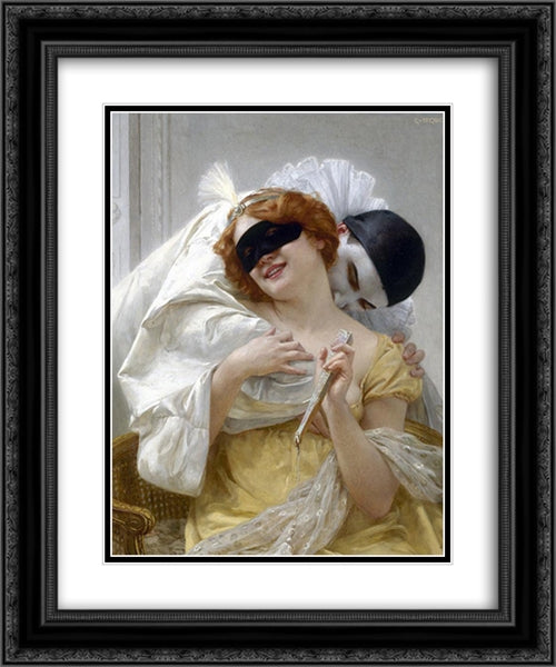 Pierrot's Embrace 20x24 Black Ornate Wood Framed Art Print Poster with Double Matting by Seignac, Guillaume