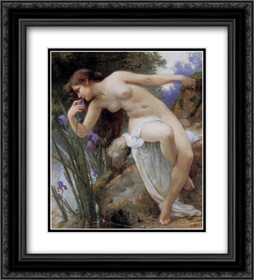 The Fragrant Iris 20x22 Black Ornate Wood Framed Art Print Poster with Double Matting by Seignac, Guillaume