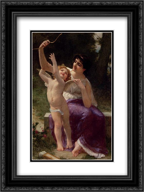 Venus and Cupid 18x24 Black Ornate Wood Framed Art Print Poster with Double Matting by Seignac, Guillaume