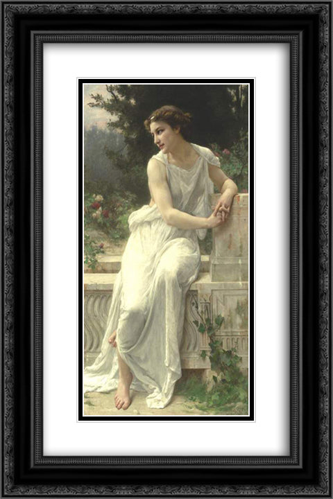 Young Woman of Pompeii on a Terrace 16x24 Black Ornate Wood Framed Art Print Poster with Double Matting by Seignac, Guillaume