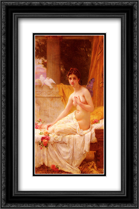 Psyche 16x24 Black Ornate Wood Framed Art Print Poster with Double Matting by Seignac, Guillaume