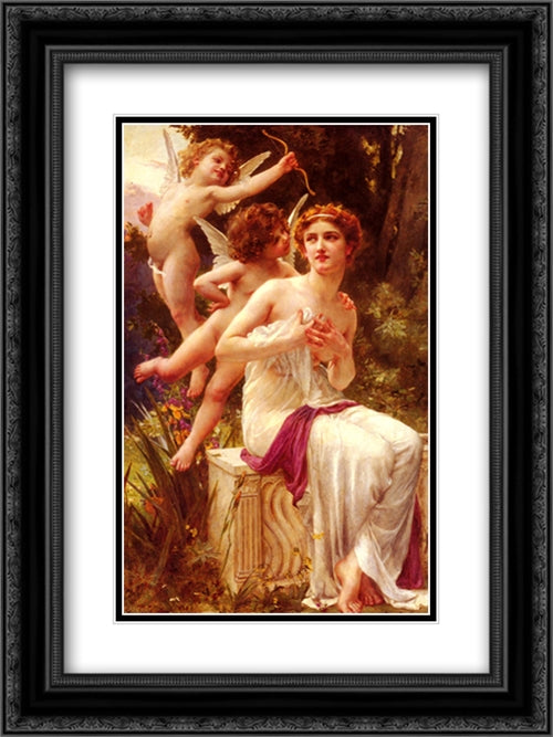 Les Avances De L'Amour 18x24 Black Ornate Wood Framed Art Print Poster with Double Matting by Seignac, Guillaume