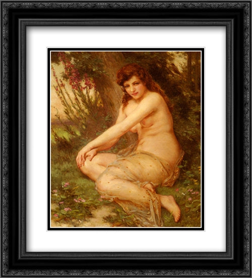 The Forest Nymph 20x22 Black Ornate Wood Framed Art Print Poster with Double Matting by Seignac, Guillaume