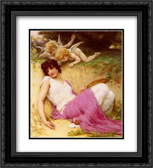 L'Innocence 20x22 Black Ornate Wood Framed Art Print Poster with Double Matting by Seignac, Guillaume