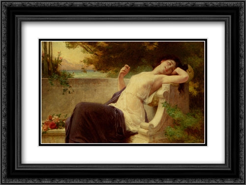 An Afternoon Rest 24x18 Black Ornate Wood Framed Art Print Poster with Double Matting by Seignac, Guillaume