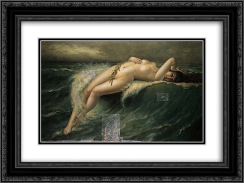 Riding the Crest of a Wave 24x18 Black Ornate Wood Framed Art Print Poster with Double Matting by Seignac, Guillaume