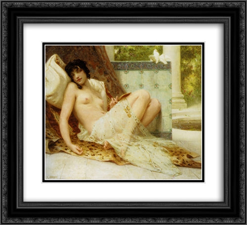 L'Odalisque Aux Colombes 22x20 Black Ornate Wood Framed Art Print Poster with Double Matting by Seignac, Guillaume