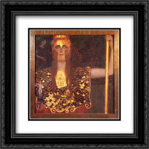 Pallas Athene 20x20 Black Ornate Wood Framed Art Print Poster with Double Matting by Klimt, Gustav