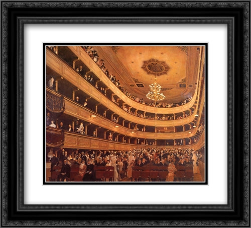 Auditorium in the Old Burgtheater, Vienna 22x20 Black Ornate Wood Framed Art Print Poster with Double Matting by Klimt, Gustav