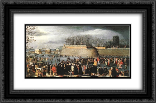 Skating during Carnival 24x16 Black Ornate Wood Framed Art Print Poster with Double Matting by van Alsloot, Denys