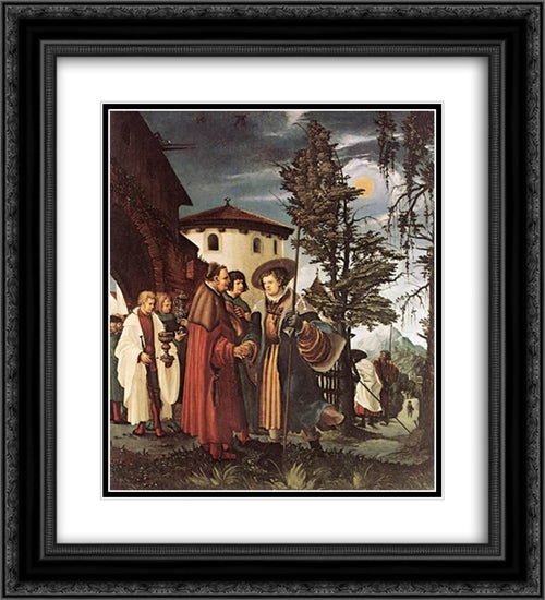 St. Florian Taking Leave Of The Monastery 20x22 Black Ornate Wood Framed Art Print Poster with Double Matting by van Alsloot, Denys