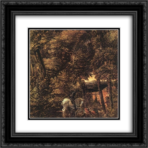 Saint George In The Forest 20x20 Black Ornate Wood Framed Art Print Poster with Double Matting by van Alsloot, Denys