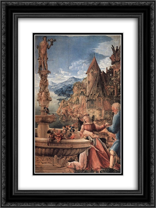 Rest On The Flight Into Egypt 18x24 Black Ornate Wood Framed Art Print Poster with Double Matting by van Alsloot, Denys