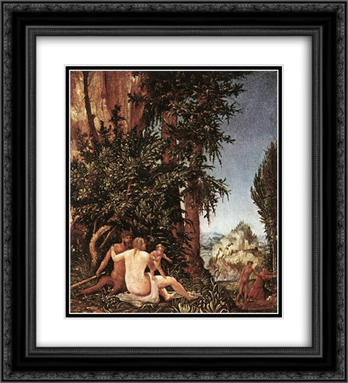 Landscape With Satyr Family 20x22 Black Ornate Wood Framed Art Print Poster with Double Matting by van Alsloot, Denys