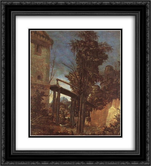 Landscape With A Path 20x22 Black Ornate Wood Framed Art Print Poster with Double Matting by van Alsloot, Denys