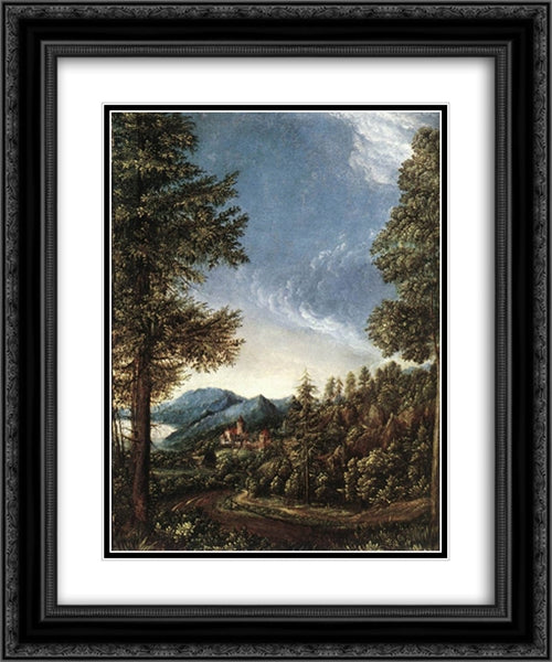 Danubian Landscape 20x24 Black Ornate Wood Framed Art Print Poster with Double Matting by van Alsloot, Denys