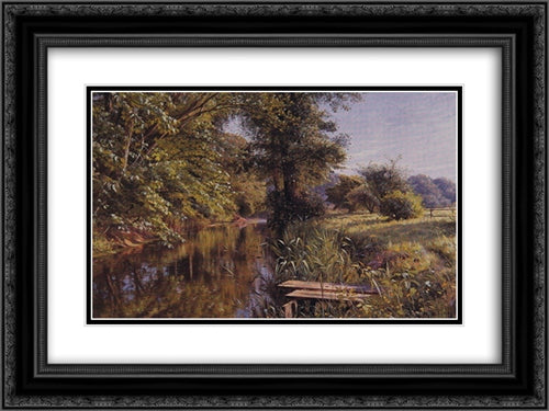 Calm Waters 24x18 Black Ornate Wood Framed Art Print Poster with Double Matting by Monsted, Peder Mork