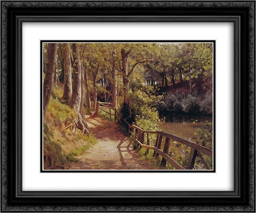 The forest path 24x20 Black Ornate Wood Framed Art Print Poster with Double Matting by Monsted, Peder Mork