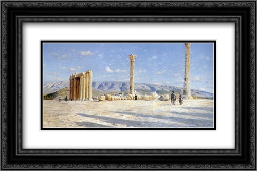 Athenian Ruins 24x16 Black Ornate Wood Framed Art Print Poster with Double Matting by Monsted, Peder Mork