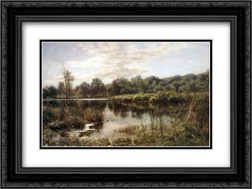 Bollemosen 24x18 Black Ornate Wood Framed Art Print Poster with Double Matting by Monsted, Peder Mork