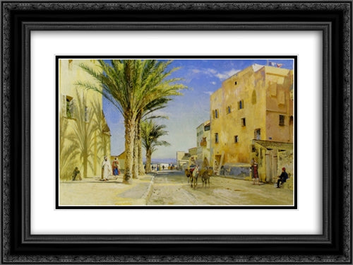 Street in Algiers 24x18 Black Ornate Wood Framed Art Print Poster with Double Matting by Monsted, Peder Mork