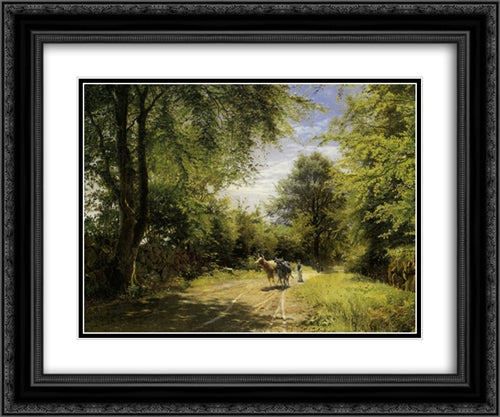 The Young Cowherd 24x20 Black Ornate Wood Framed Art Print Poster with Double Matting by Monsted, Peder Mork