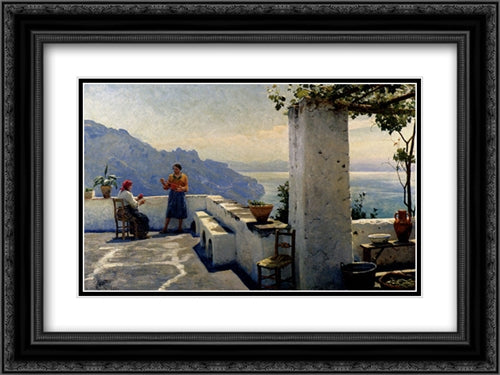 Ravello 24x18 Black Ornate Wood Framed Art Print Poster with Double Matting by Monsted, Peder Mork