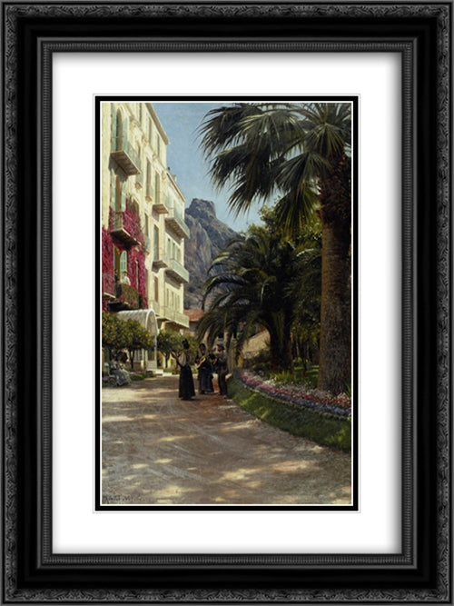 The Serenade 18x24 Black Ornate Wood Framed Art Print Poster with Double Matting by Monsted, Peder Mork