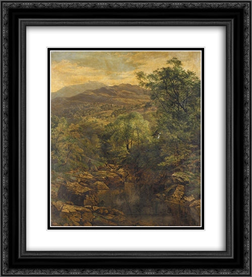 A Quiet Pool in Glenfalloch 20x22 Black Ornate Wood Framed Art Print Poster with Double Matting by Leader, Benjamin Williams