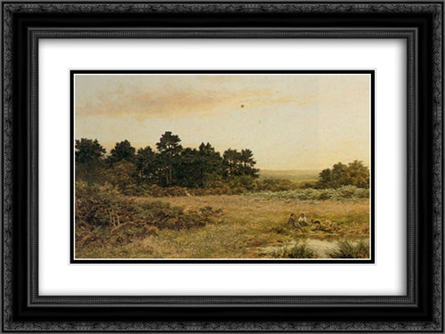 A Surrey Common Near Gornshall 24x18 Black Ornate Wood Framed Art Print Poster with Double Matting by Leader, Benjamin Williams