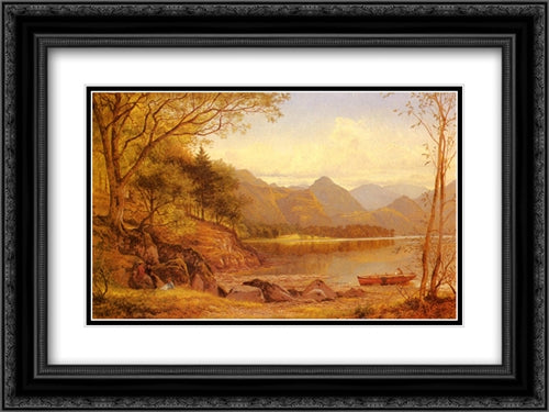 Derwentwater 24x18 Black Ornate Wood Framed Art Print Poster with Double Matting by Leader, Benjamin Williams