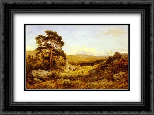 A Welsh Sheep Farm 24x18 Black Ornate Wood Framed Art Print Poster with Double Matting by Leader, Benjamin Williams