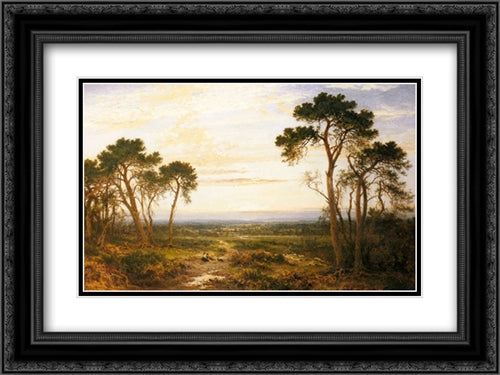 Across The Heath 24x18 Black Ornate Wood Framed Art Print Poster with Double Matting by Leader, Benjamin Williams