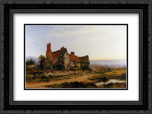 An Old Surrey Home 24x18 Black Ornate Wood Framed Art Print Poster with Double Matting by Leader, Benjamin Williams