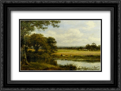 Surrey Cornfields 24x18 Black Ornate Wood Framed Art Print Poster with Double Matting by Leader, Benjamin Williams