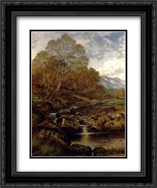 The Stream From The Hills Of Wales 20x24 Black Ornate Wood Framed Art Print Poster with Double Matting by Leader, Benjamin Williams