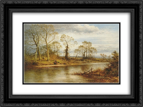 An English River 24x18 Black Ornate Wood Framed Art Print Poster with Double Matting by Leader, Benjamin Williams