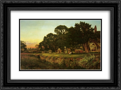 In A Country Churchyard 24x18 Black Ornate Wood Framed Art Print Poster with Double Matting by Leader, Benjamin Williams