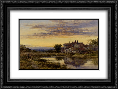 A Lonely Homestead 24x18 Black Ornate Wood Framed Art Print Poster with Double Matting by Leader, Benjamin Williams