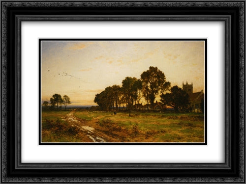 The Close of Day Worvestershire Meadows 24x18 Black Ornate Wood Framed Art Print Poster with Double Matting by Leader, Benjamin Williams